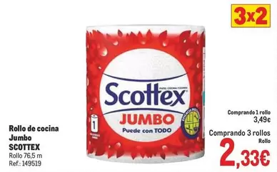 Oferta de Scottex - Rollo De Cecina Jumbo por 3,49€ en Makro