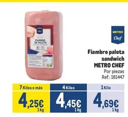 Oferta de Fiambre Paleta Sandwich por 4,69€ en Makro