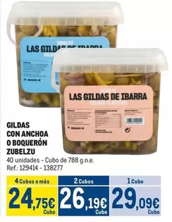 Oferta de Zubelzu - Gildas Con Anchoa O Boquerón por 29,09€ en Makro