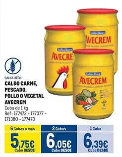 Oferta de Avecrem - Caldo Carne, Pescado, Pollo O Vegetal por 6,39€ en Makro