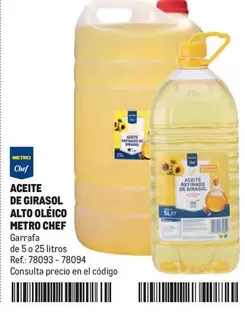 Oferta de Metro Chef - Aceite De Girasol Alto Oléico en Makro