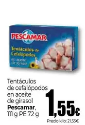 Oferta de Pescamar - Tentáculos De Cefalópodos En Aceite De Girasol por 1,55€ en Unide Supermercados