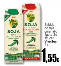 Oferta de ViveSoy - Bebida De Soja Original O Ligera Sin Azucar por 1,55€ en Unide Supermercados