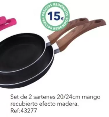 Oferta de Set De 2 Sartenes 20/24cm Mango Recubierto Efecto Madera por 15€ en Tiendas MGI