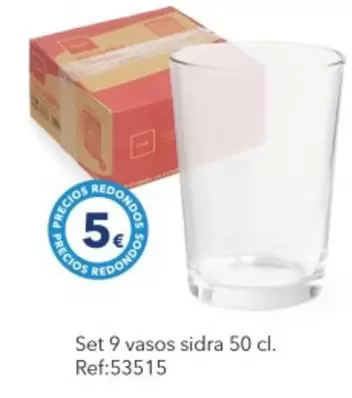 Oferta de Set 9 Vasos Sidra por 5€ en Tiendas MGI