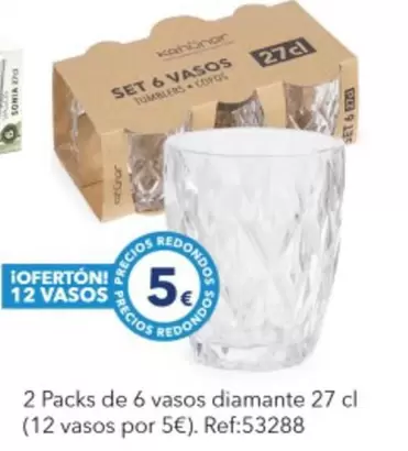 Oferta de Packs De 6 Vasos Diamante  por 5€ en Tiendas MGI