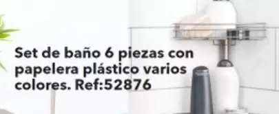 Oferta de Set De Baño 6 Piezas Con Papelera Plástico Varios Colores. en Tiendas MGI