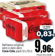 Oferta de Coca-Cola - Refresco Original, Zero O Zero Zero por 9,96€ en UDACO