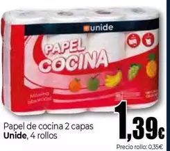 Oferta de Unide - Papel De Cocina 2 Capas por 1,39€ en UDACO