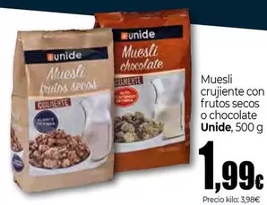 Oferta de Unide - Muesli Crujiente Con Frutos Secos O Chocolate por 1,99€ en Unide Market