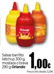 Oferta de Orlando - Salsas Barrilito Ketchup/ Mostaza O Brava por 1€ en Unide Supermercados