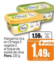 Oferta de Flora - Margarina Rica En Omega 3 Vegetal O Al Toque De Aceite De Oliva por 1,59€ en Unide Supermercados