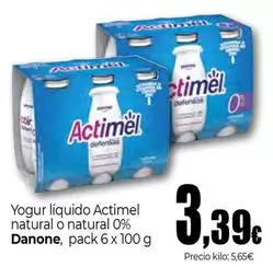 Oferta de Danone -  Yogur Líquido Actimel Natural O Natural 0% por 3,39€ en Unide Supermercados