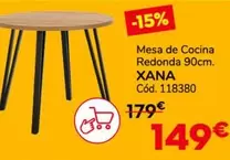 Oferta de Xana -  Mesa De Cocina Redonda 90cm por 149€ en Conforama