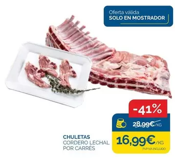 Oferta de Chuletas Cordero Lechal Por Carrés por 16,99€ en Supermercados La Despensa