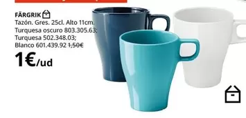 Oferta de Blanco - Tazón, Gres, 25cl. Alto 11cm. Turques Oscuro por 1€ en IKEA