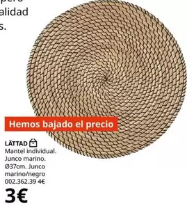 Oferta de Láttadita Mantel Individual por 3€ en IKEA
