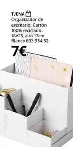 Oferta de Blanco - Organizador De Escritorio. Cartón 100% Reciclado. 18x25, Alto 17cm.  60395452 por 7€ en IKEA