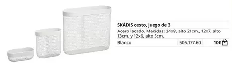 Oferta de Blanco - Skadis Cesto, Juego De 3 por 10€ en IKEA