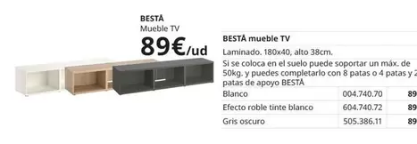 Oferta de Besta - Mueble Tv por 89€ en IKEA