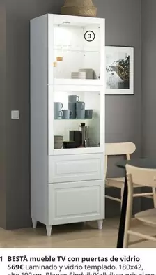 Oferta de Blanco - Mueble Tv Con Puertas De Vidrio por 569€ en IKEA