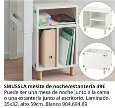 Oferta de Blanco - Smussla Mesita De Noche/estanteria por 49€ en IKEA
