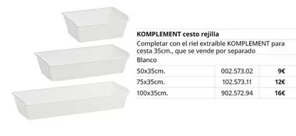 Oferta de Blanco - Komplement Cesto Rejilla por 9€ en IKEA
