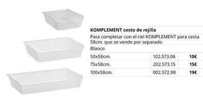 Oferta de Blanco - Komplement Cesto De Rejilla por 19€ en IKEA