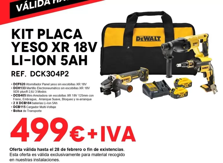 Oferta de Dewalt - Kit Placa Yeso Xr 18V Li Ion 5Ah por 499€ en Isolana