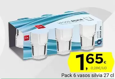 Oferta de Pack 6 Vasos Silvia por 1,65€ en Supermercados Dani