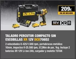 Oferta de Dewalt - Taladro Percutor Compacto Sin Escobillas Xr 12v DCD706D2 por 209€ en Dewalt