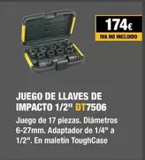 Oferta de Dewalt - Juego De Llaves De Impacto 1/2" DT7506 por 174€ en Dewalt