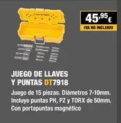 Oferta de Juego De Llaves Y Puntas Dt7918 por 45,95€ en Dewalt