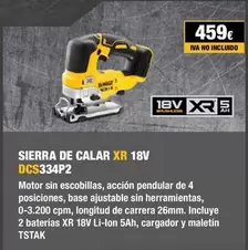 Oferta de Sierra De Calar Xr 18V DCS334P2 por 459€ en Dewalt