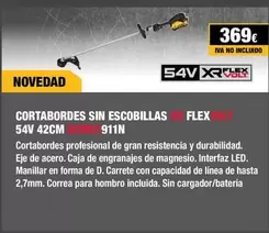 Oferta de Cortabordes Sin Escobillas Flex 54V 42CM 911N por 369€ en Dewalt