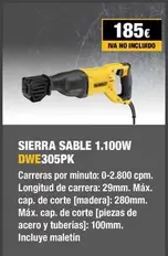 Oferta de Sierra Sable 1,100w DWE305PK por 185€ en Dewalt