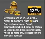 Oferta de Dewalt - Merchandiser 10 Hojas Sierra Circular Portátil Elite DT10402  por 12,95€ en Dewalt