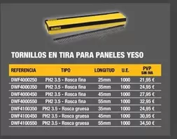 Oferta de Tornillos En Tira Para Paneles Yeso por 21,95€ en Dewalt