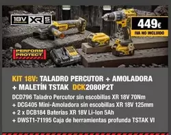 Oferta de Dewalt - Taladro Percutor + Amoladora + Maletín  por 449€ en Dewalt