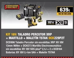 Oferta de Dewalt - Taladro Percutor Xrp + Martillo + Maletin  por 639€ en Dewalt