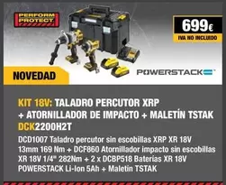 Oferta de Dewalt - Taladro Percutor XRP + Atornillador De Impacto + Maletin  por 699€ en Dewalt