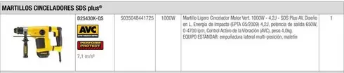 Oferta de Martillos Cinceladores Sds Plus en Dewalt
