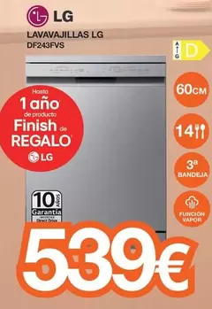 Oferta de LG - Lavavajillas DF243FVS  por 539€ en Expert