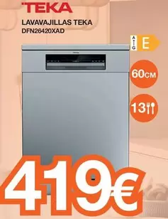 Oferta de Teka - Lavavajillas DFN26420XAD  por 419€ en Expert