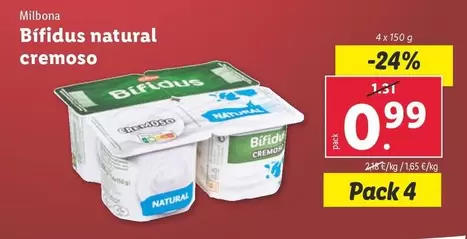 Oferta de Milbona - Bifidus Natural Cremoso por 0,99€ en Lidl