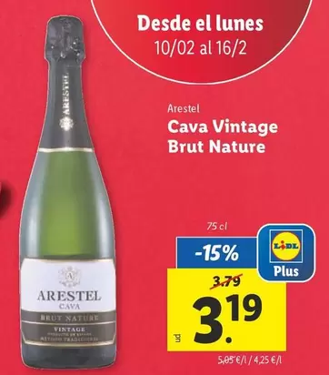 Oferta de Arestel - Cava Vintage Brut Nature por 3,19€ en Lidl