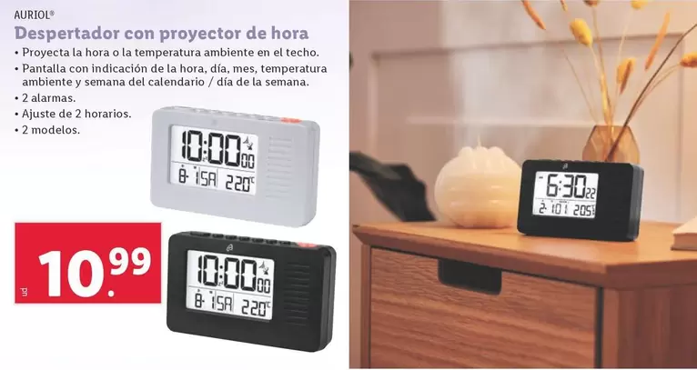 Oferta de Auriol - Despertador Con Proyector De Hora por 10,99€ en Lidl