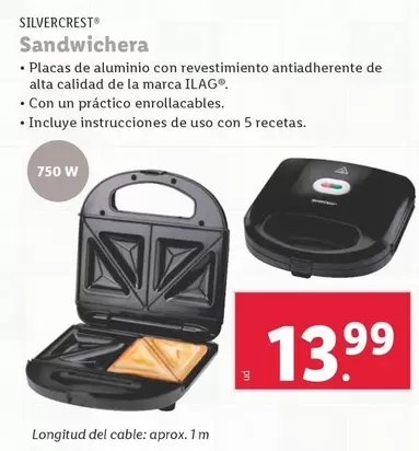 Oferta de SilverCrest - Sandwichera por 13,99€ en Lidl