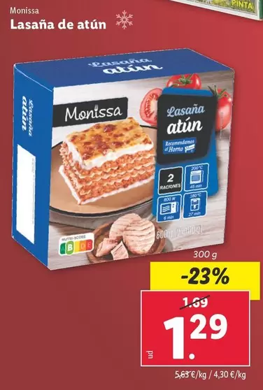 Oferta de Monissa - Lasaña De Atún por 1,29€ en Lidl