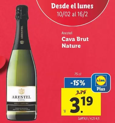 Oferta de Arestel - Cava Brut Nature por 3,19€ en Lidl